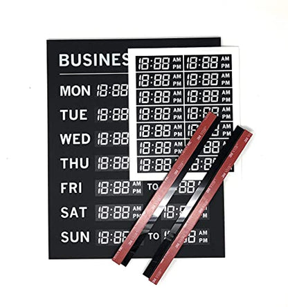 Kubik Letters Business Hours Sign With Vinyl for Numbers - Open Closed Sign for Stores and Restaurants - Glass Door Operation Hours