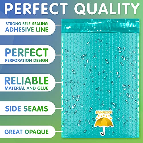 Poly Bubble Mailers, 8.5 x 11 Inch Teal Padded Mailers, Self Seal Shipping Envelopes, Lightweight Poly Mailer Bags, Waterproof Mailing Bags, Pack of 25 - color: Teal, size: 8.5" x 11" / 25 Pack