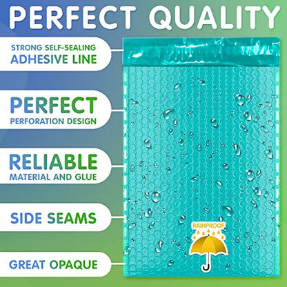 Poly Bubble Mailers, 8.5 x 11 Inch Teal Padded Mailers, Self Seal Shipping Envelopes, Lightweight Poly Mailer Bags, Waterproof Mailing Bags, Pack of 25 - color: Teal, size: 8.5" x 11" / 25 Pack