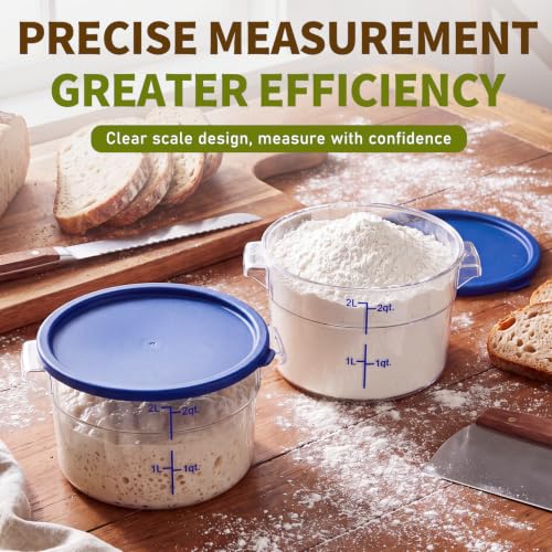 Ziliny 1 Pcs 2 Qt Dough Proofing Container with Lid and Blue Scale, Blue - color: Blue,Clear, size: 2 Qt