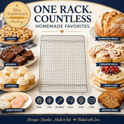Mrs. Anderson’s Baking Professional Half Sheet Baking and Cooling Rack, 16.5 x 11.75-Inches, Set of 2 - size: Half Sheet, Set/2, 11.75 x 16.5-Inch