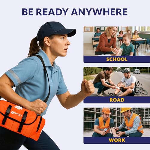 MFASCO Complete Emergency Response First Aid Kit Trauma Bag, Orange - color: Orange