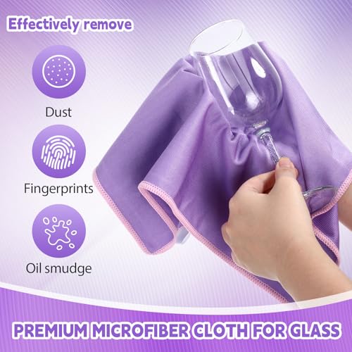 Maxcheck 24 Pack Microfiber Glass Cleaning Cloths, 16" x 16", Purple - color: Purple