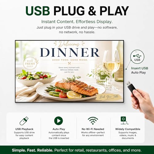 49inch 4K Slim Fit Frameless Digital Kiosk, 1000nits High Brightness Wall Mount Digital Signage, LCD Monitor Advertising Screen, CMS/U-Disk Plug&Play, 7/24 Timer Switch, HDMI/USB/WiFi/Android System - size: 49"+1000nits