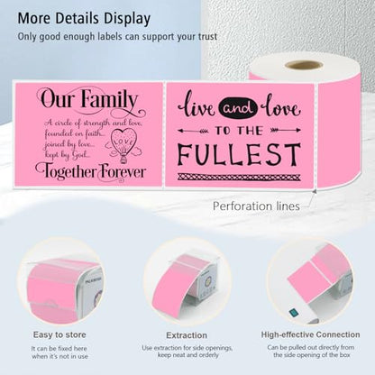 3x5 Inch Thermal Labels,Rectangle Sticker,300PCS Water & Oil Proof Shipping Labels with Strong Adhesive,Compatible with Zebra & Rollo,for Moving Boxes,Small Business & Inventory,Pink - color: Pink
