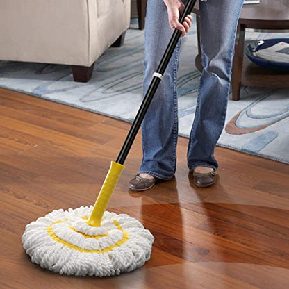 Self-Wringing Twist Mop, Microfiber Mop for Floor Cleaning, 57" Long Handle - color: Yellow (1 Handle & 1 Mop Head)