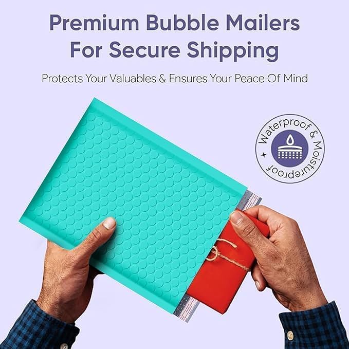 Teal Bubble Mailers 6x10, Self Seal Poly Padded Envelopes #0, 250 Pack Bulk - color: Teal, size: 6"x10" / 250 Pack