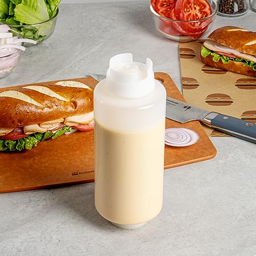 Restaurantware 32oz. FIFO Inverted Plastic Squeeze Bottle with Refill and Dispensing Lids - First In First Out - Perfect for Restaurants, Catering, and Food Trucks - 1ct box - style: 32 oz