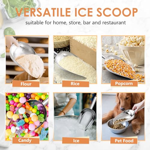 TeamFar Ice Scoop 24 oz, Stainless Steel Big Large Scoop, for Sweet Food Popcorn Flour, Healthy & Heavy Duty - Dishwasher Safe (Pack of 2) - size: 24 oz (Pack of 2)