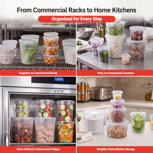 2 Pack 4QT Commercial Round Food Storage Containers with Lids - size: 2 X 4.0(QT)