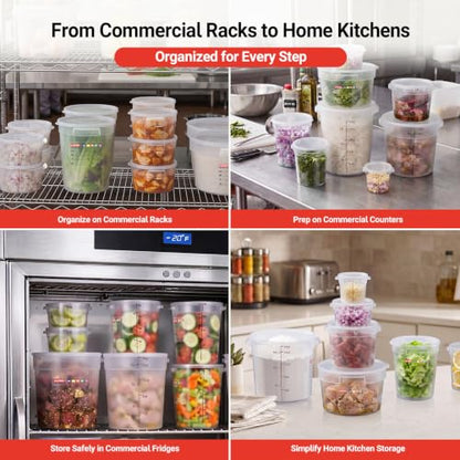 2 Pack 4QT Commercial Round Food Storage Containers with Lids - size: 2 X 4.0(QT)