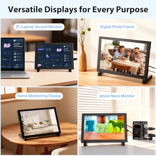 ELECROW 8 Inch Touchscreen Monitor, 1280x800 IPS LCD HD Display with Stand, Portable Capacitive Touch Screen Compatible for Raspberry Pi 3/4/5, Win 11/10/8/7, Jetson Nano, laptops, Game Consoles