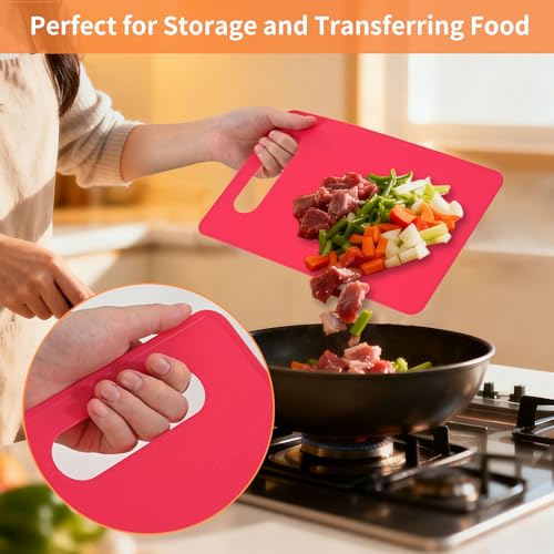 Luckyiren Plastic Cutting Board Set, 4-Piece Small Color-Coded Kitchen Mats - color: Macaron; 6-Pack