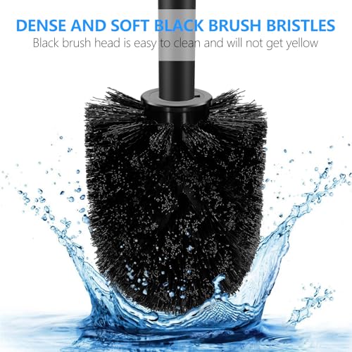 SetSail Toilet Brush, Compact Size Toilet Bowl Brush and Holder Toilet Brushes for Bathroom with Stainless Steel Handle Toilet Cleaner Brush with Durable Scrubbing Bristles, 2 Packs - color: Black, size: 2 packs