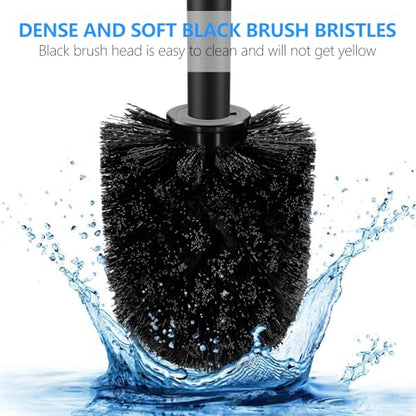 SetSail Toilet Brush, Compact Size Toilet Bowl Brush and Holder Toilet Brushes for Bathroom with Stainless Steel Handle Toilet Cleaner Brush with Durable Scrubbing Bristles, 2 Packs - color: Black, size: 2 packs