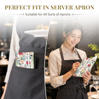 Server Book,7 Pocket Zipper Organizer,Server Books for Waitress - color: Flower4