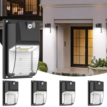 LTBLIGHT 4-Pack 18W LED Wall Pack Light with Dusk to Dawn Sensor 5000K - size: 4 Pack