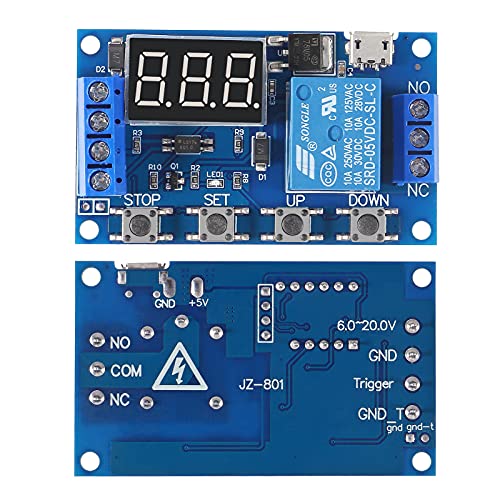 ACEIRMC DC 6-30V Timer Relay Programmable Delay Relay Module Cycle Timer with LCD Display / 5V Micro USB, Smart Home Controller (5pcs) - color: 5pcs