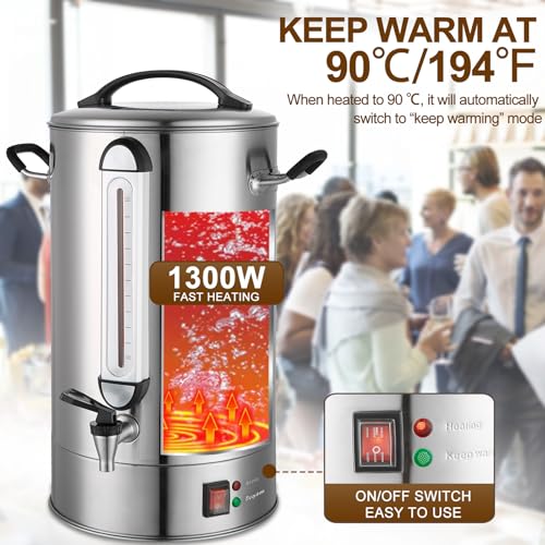 Commercial Coffee Urn 120 Cup Large Coffee Urn 20L Coffee Maker Stainless Steel Double Wall Coffee Percolator 1300W Quick Brew Hot Beverage Dispenser for Events, Parties, Catering, Gathering, Hotels - size: 20 Liters