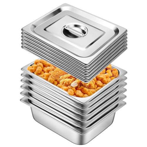 Hotel Pans With Lids 1/2 Half Size 4 Inch Stainless Steel Steam Table Pan - color: 1/2 Size, size: 4" Deep