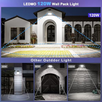 ledmo LED Wall Pack Lights Repalces 800W HPS/HID Light 4 Pack 15600LM Outdoor Commercial Lighting Fixture 120W Waterproof Wall Mount Security Lighting 5000K - size: 4 Pack Non Photocell