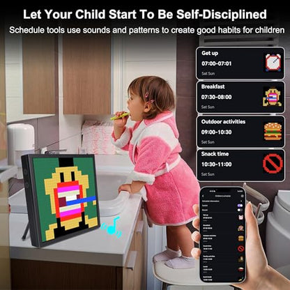 32x32 Programmable LED Pixel Screen, Digital Alarm Clock Matrix Panel, Pixel Light Art Display with APP Control, DIY Graffiti Animation Message Board Gift for Gamers Men&Women, Him/Her, Boys & Girls - size: 32*32