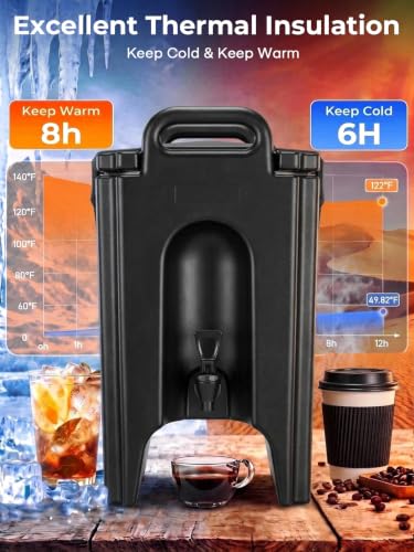 FOHERE Pro Insulated Beverage Dispenser 5 Gal, Hot Cold Commercial Catering - size: 18.9L