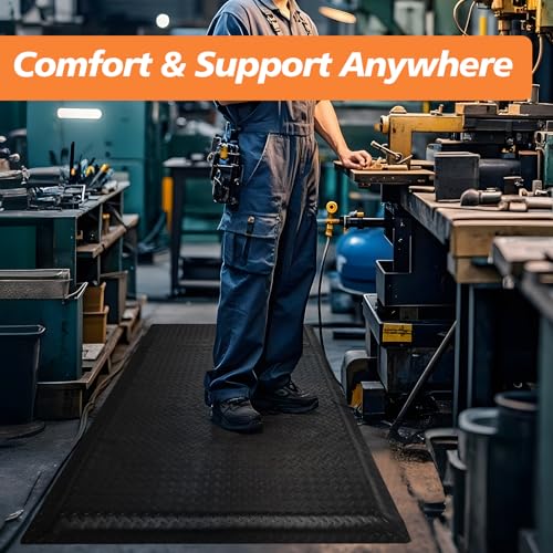 Anti Fatigue Mats Industrial 3' x 6' 15/16" Thick Ergonomic Standing Mat Commercial Heavy Duty Diamond Plate Shop Floor Mats Helps Relieve Back and Leg Soreness - size: 3' x 6'