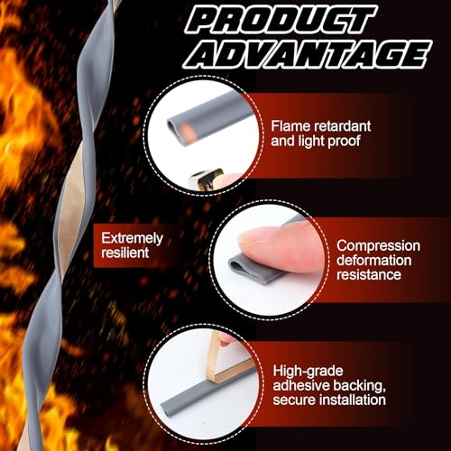 4 Pcs Adhesive Fire/Smoke Door Gasket Seal, 0.5" W X 0.25" H X 20' L, Grey - color: Gray, size: 0.5" W X 0.25" H X 20' L