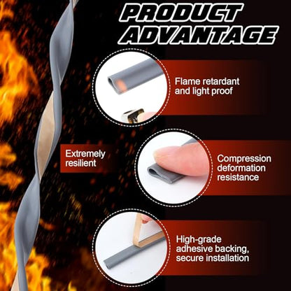4 Pcs Adhesive Fire/Smoke Door Gasket Seal, 0.5" W X 0.25" H X 20' L, Grey - color: Gray, size: 0.5" W X 0.25" H X 20' L