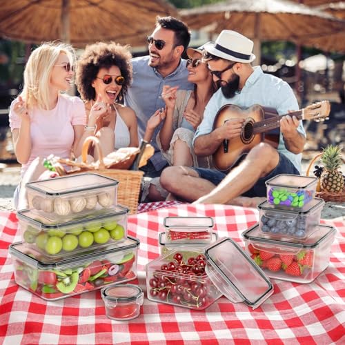 40 PCS Plastic Food Storage Containers with Lids Airtight, BPA-Free Leakproof Meal Prep Containers Reusable,Microwave & Dishwasher & Freezer Safe,Includes Labels & Pen - color: Black 20 Pack