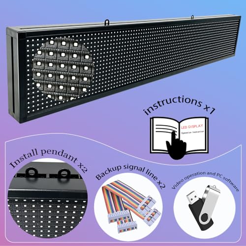 P10 Programmable Scrolling Led Sign Outdoor Signs For Businesse Custom Message Board Digita Display Advertising Screen Bar Word Light Wifi Control High Brightness Neon Sign 39"X8" - size: P10 39"x8"x2" Indoor/Outdoor