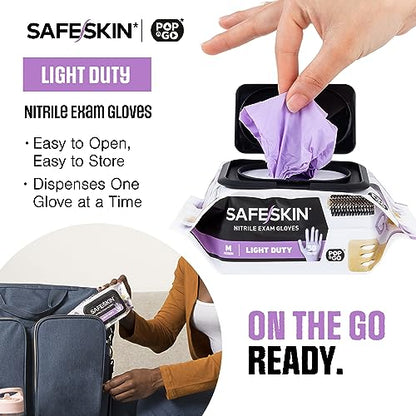 SAFESKIN Disposable Nitrile Gloves in POP-N-GO Pack of 50 or 200 Powder Free - Hair, Cleaning, Medical Use, Food Handling - size: Small (Pack of 50)