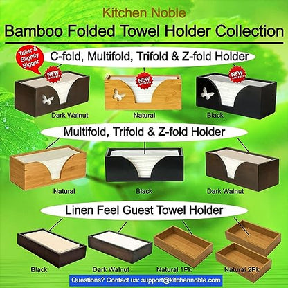 Countertop C-Fold Paper Towel Dispenser with Engraved Butterfly - Compatible with C Fold, Multifold, Trifold & Z Fold Hand Napkins Folded Size 10.5" x 4.0" Or Smaller - Natural Bamboo - color: Natural