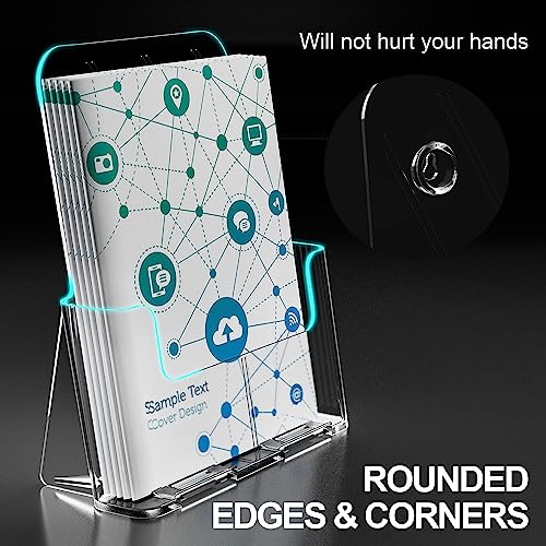 Brochure Holder 8.5x11 Inch Acrylic Literature Holders Clear Plastic Flyer Display Stand Countertop Use or Wall Mount Pamphlet Holder Organizer for Office, Lobby, Hotels, Trade Shows, 2 Pack