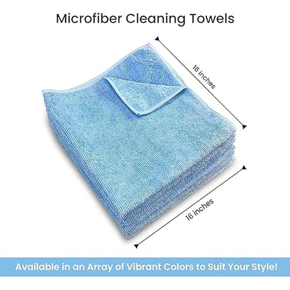 Microfiber Cleaning Towel, 16x16 Blue, Pack of 180 Pieces - color: Blue, size: 180 pieces