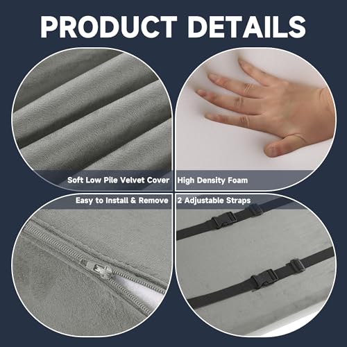 MABOZOO Wedge Recliner Leg Pillow, Foam Extra Large Foot Rest Cushion with Adjustable Straps, Recliner Footrest Extender Leg Elevation Pillow Wedge Pillow for Recliner, Bed, Sofa, Couch (Gray) - color: Gray