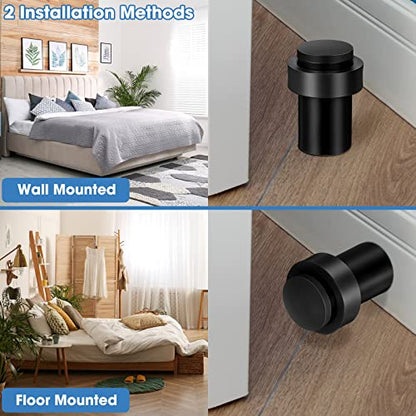 Chumia 6 Pcs Floor Mounted Door Stopper Stainless Steel,Black - color: Black