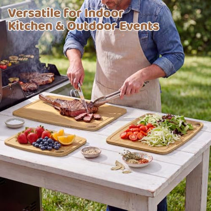 Dishwasher Safe Cutting Board, Bamboo Cutting Board with Juice Groove - color: Carbonized, size: Large (15.3"L x 11.6"W)
