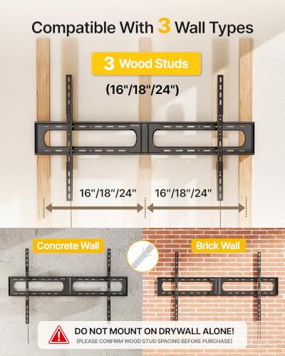 monTEK Heavy Duty Fixed TV Wall Mount for 37-150 Inch TVs, Up to 375 lbs - size: 37-150'' Fixed