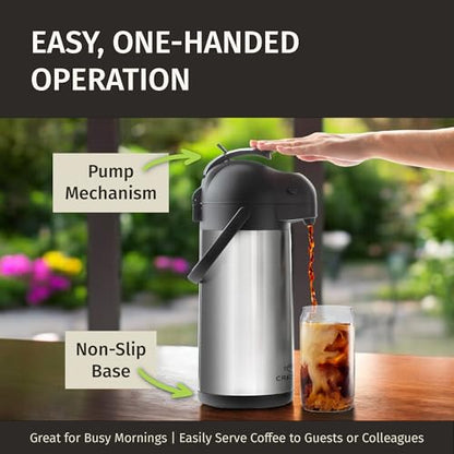 Coffee Carafe Airpot & Cleaning Brush 102oz/3L Airpot 12 Hours Hot - color: Silver w/ Brush 3L, size: 102 Ounces