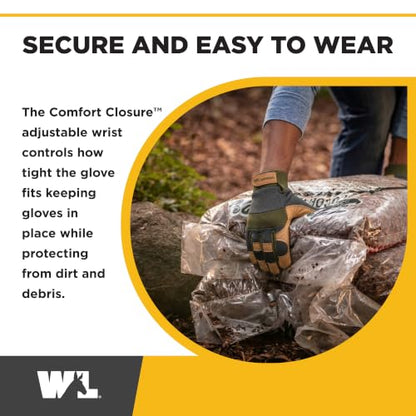 Wells Lamont Men's Leather Palm Work Gloves – HydraHyde Water-Resistant Leather, Flexible Spandex Back, Adjustable Closure - color: Sunbaked, size: Large