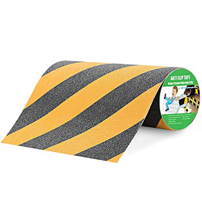 Yorwe Anti Slip Tape Stairs & Ramps, Traction Grip(12"x 190", Black/Yellow) - color: Black / Yellow, size: 12" Width x 190" Long