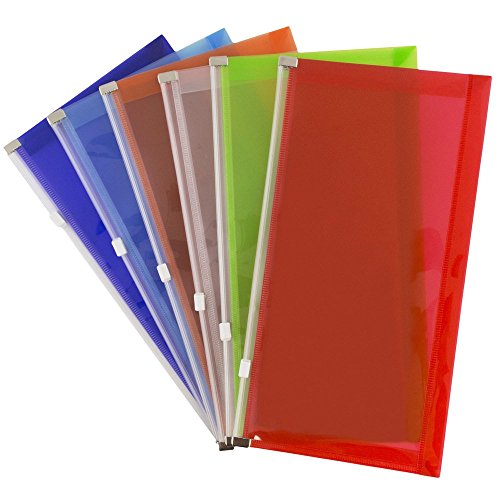 JAM PAPER Plastic Envelopes with Zip Closure - #10 Booklet Wallet - 5 1/4 x 10 - Assorted Colors - 6/Pack - color: Assorted 6 Pack, size: #10 Business Size