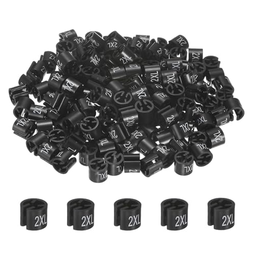M METERXITY 100-Pack Clothes Hanger Markers, Size 2XL Garment Tag, Black - color: Black, size: 2XL