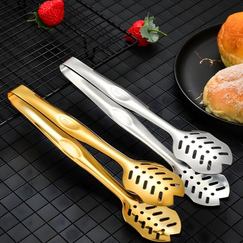 Salad Spoon and Fork Stainless Steel Tong Serving Set, Heavy Duty Smooth Finish Metal Serving Utensils Large Salad Servers for Home Kitchen Party Buffet Supply (Silver) - color: Silver