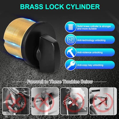 Commercial Mortise Lock Cylinder, Black, with Thumbturn - color: Black
