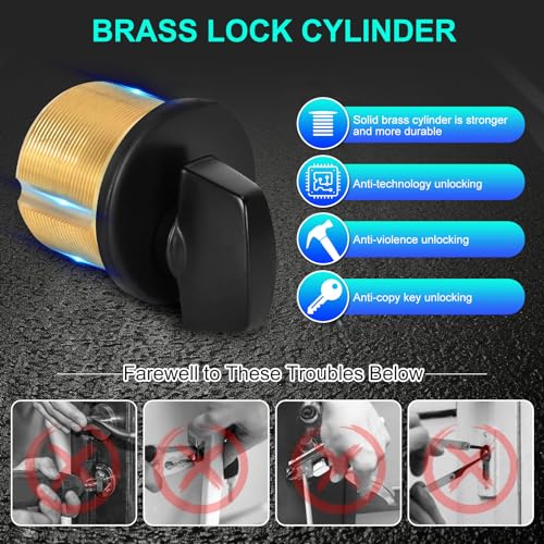 Commercial Mortise Lock Cylinder, Black, with Thumbturn - color: Black