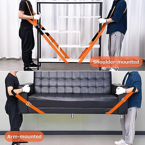 Moving Straps Adjustable, Furniture Moving Lifting Straps for 2 Movers，Shoulder Lifting System for Move Furniture, Appliances, Mattresses, Heavy Objects up to 800 lbs - color: Orange New
