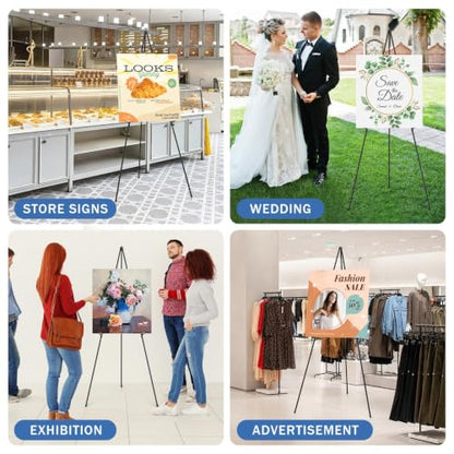 Easel Stand for Sign, Aredy 63 Inch Portable Floor Easel (3 Pack) - Metal Tripod Poster Stand for Display, Painting Canvas & Picture - Foldable & Adjustable, Black